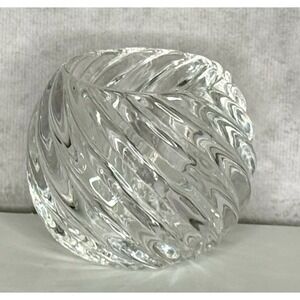 Spiral Cut Clear Crystal Votive Candle Holder 3.5"W x 2.5"H Heavy MCM Vintage